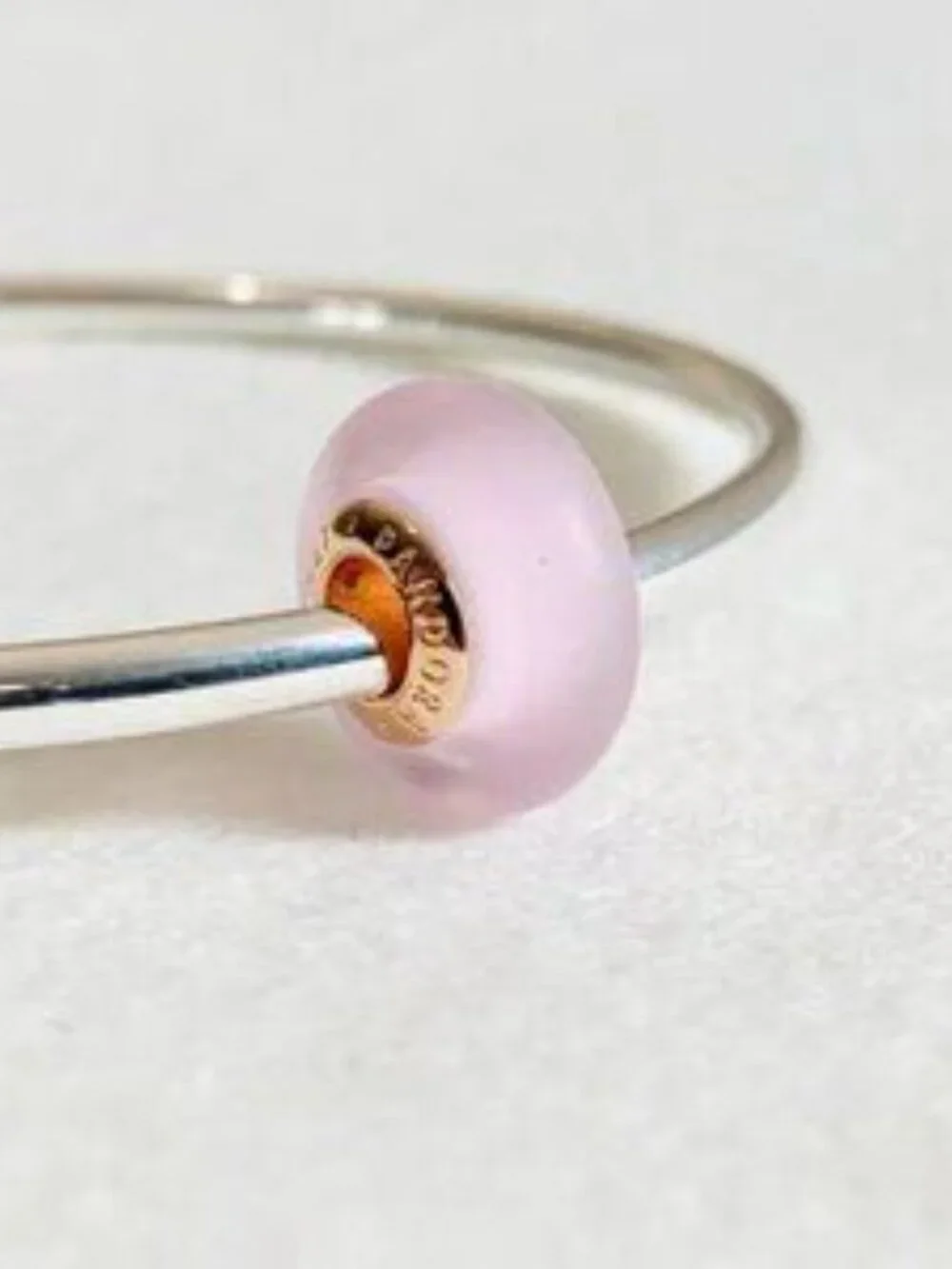 Pandora Rose Gold Matte Pink Murano Glass Charm